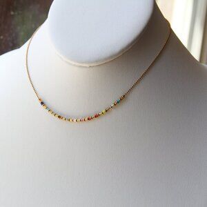 14k GF Bead Choker Chain with Multi-Colored